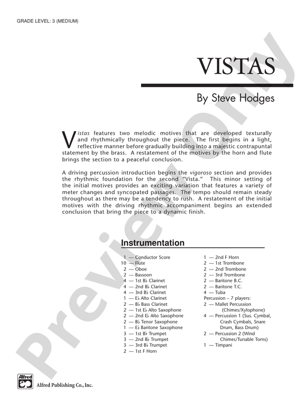 Vistas - Concert Band Conductor Score & Parts (Digital Download)
