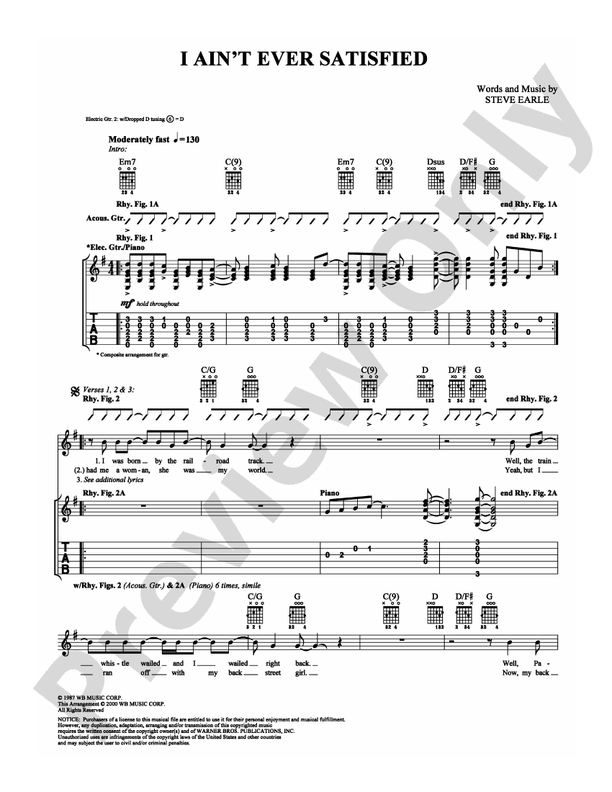 I Ain't Ever Satisfied - Guitar TAB (Digital Download)