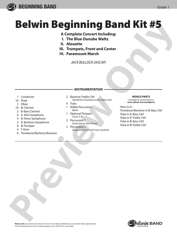 Belwin Beginning Band Kit #5 - Concert Band Conductor Score & Parts (Digital Download)