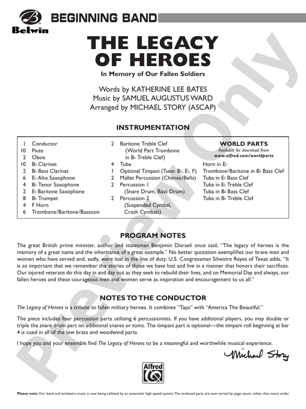The Legacy of Heroes - Concert Band Conductor Score & Parts (Digital Download)