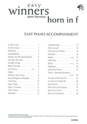 Easy Winners for French Horn Sheet Music â€“ Piano Accompaniment Only Brasswind BW0129PA