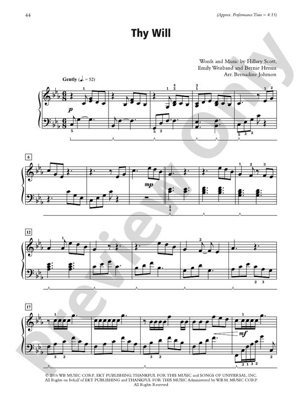 Thy Will - Piano Solo (Digital Download)