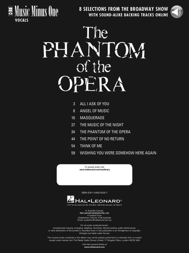 The Phantom Of The Opera Mmo Vocals Bk/Ola - Vocal - Music Minus One