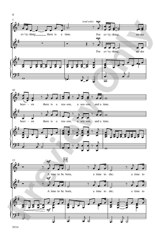 For Everything There Is a Season – SSA Choral Octavo (Digital Download)