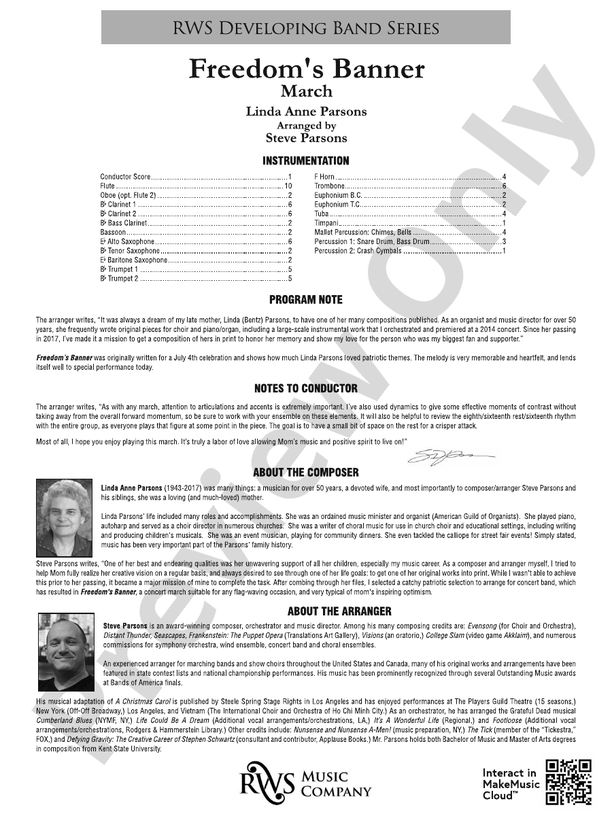 Freedom's Banner - March - Concert Band Conductor Score & Parts(Digital Download)
