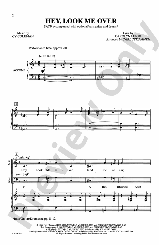 Hey, Look Me Over – SATB Choral Octavo (Digital Download)