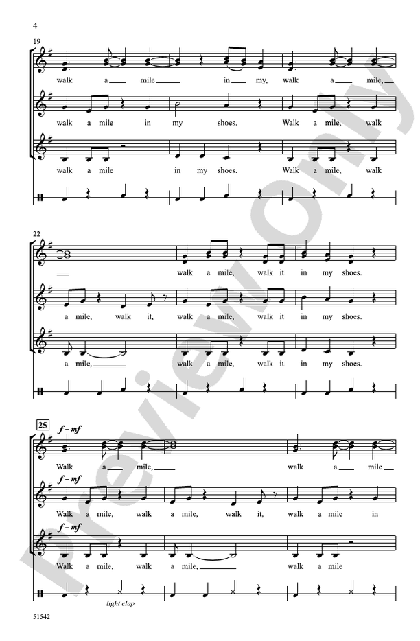 Walk a Mile in My Shoes - SSAA Choral Octavo (Digital Download)