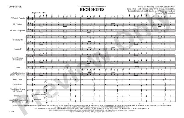High Hopes (Arr. Victor López) – Marching Band Conductor Score & Parts (Digital Download)