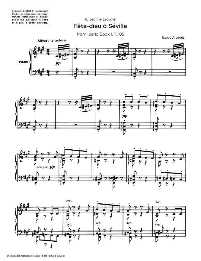 Albeniz - Fete-dieu a Seville from Iberia Book I, T. 105 - Piano (Digital Download)