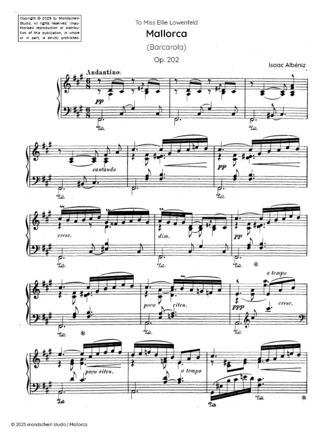 Albeniz - Mallorca, Op. 202 - Mondschein Studio - Piano (Digital Download)