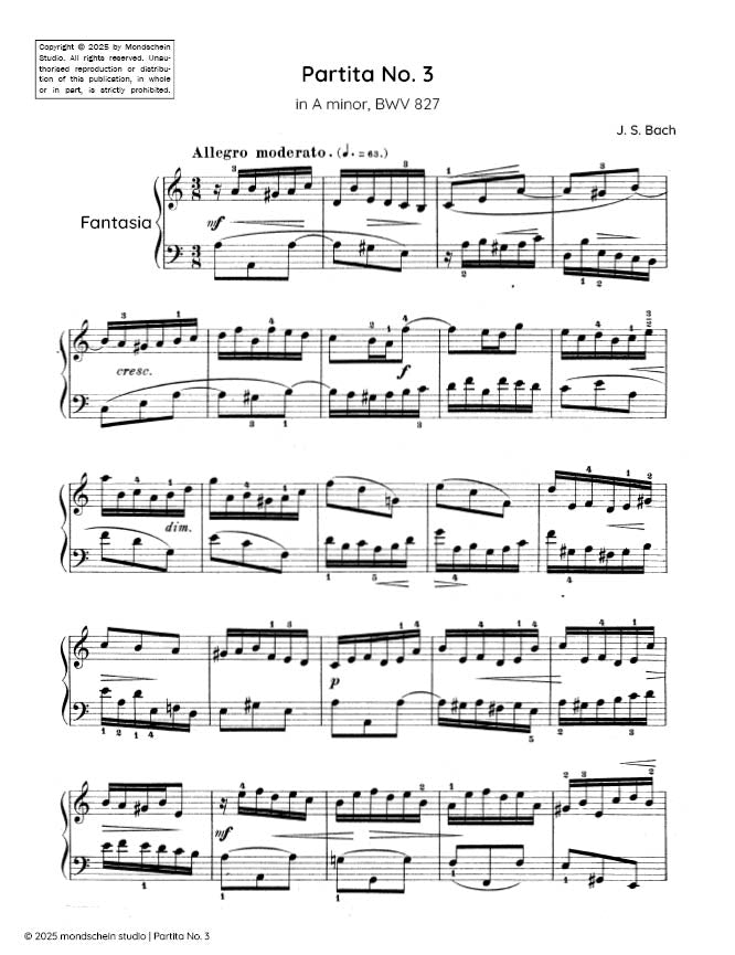 Bach - Partita No. 3 in A minor, BWV 827 - Mondschein Studio - Piano (Digital Download)