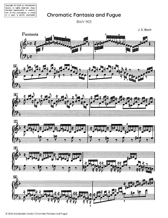 Bach - Chromatic Fantasia and Fugue in D minor, BWV 903 - Mondschein Studio - Keyboard (Digital Download)