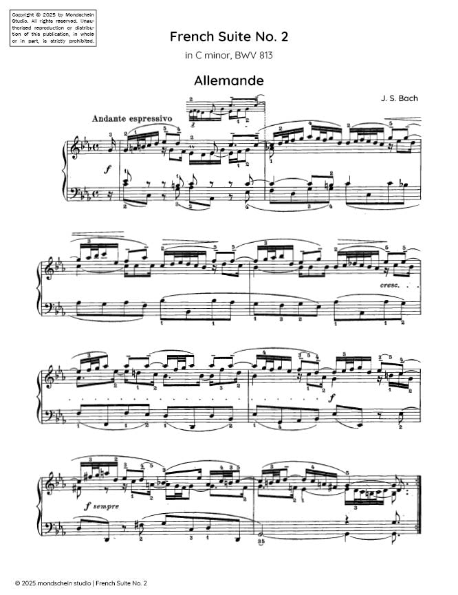 Bach - French Suite No. 2 in C minor, BWV 813 - Mondschein Studio - Piano (Digital Download)