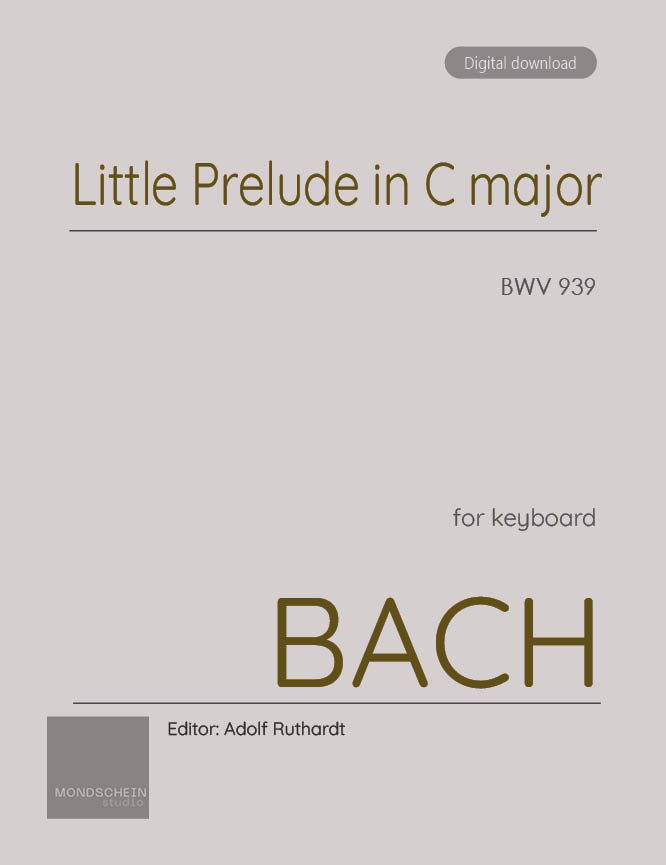 Bach - Little Prelude in C major, BWV 939 - Mondschein Studio - Piano (Digital Download)