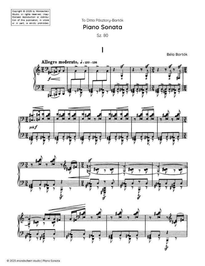 Bartok - Piano Sonata, Sz. 80 - Mondschein Studio - Piano (Digital Download)