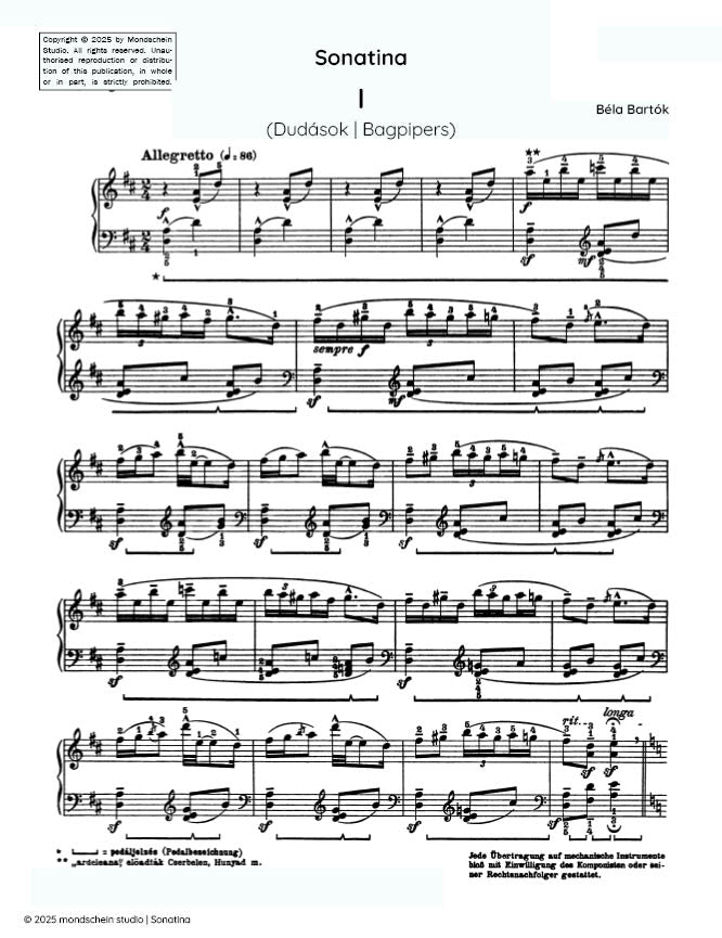 Bartok - Sonatina, Sz. 55 - Mondschein Studio - Piano (Digital Download)