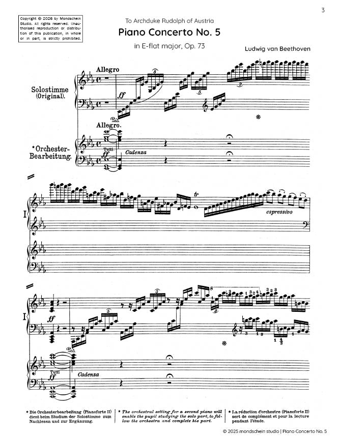 Beethoven - Piano Concerto No. 5 in E-flat major, "Emperor", Op. 73 - Piano (Digital Download)