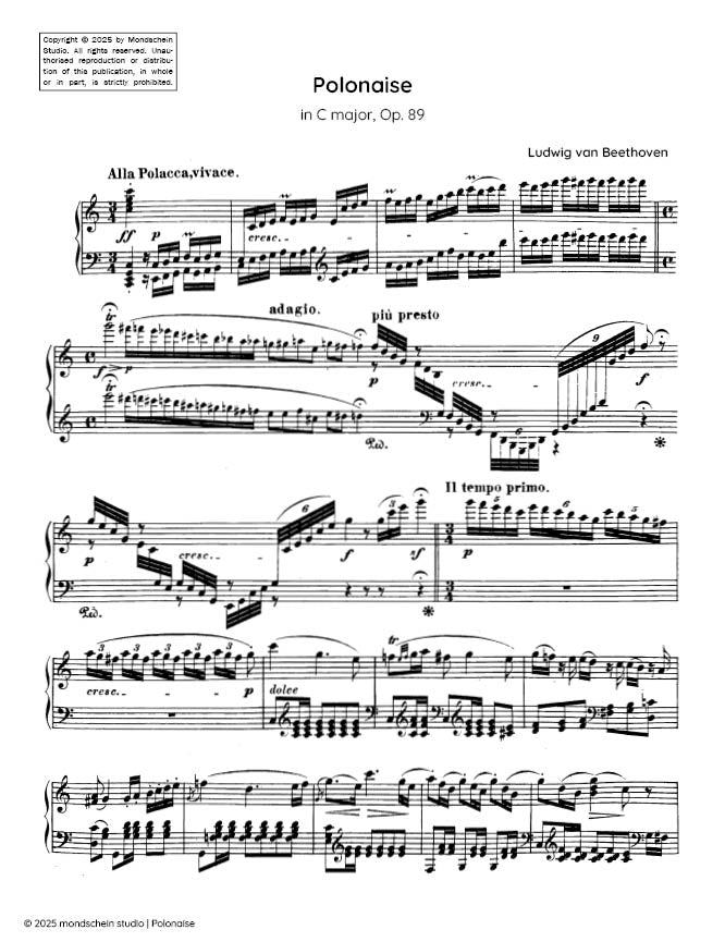 Beethoven - Polonaise in C major, Op. 89 - Piano (Digital Download)