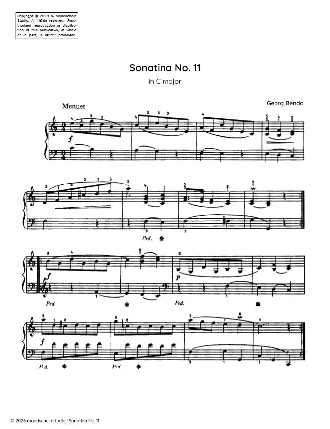 Benda - Sonatina No. 11 in C major - Mondschein Studio - Piano (Digital Download)