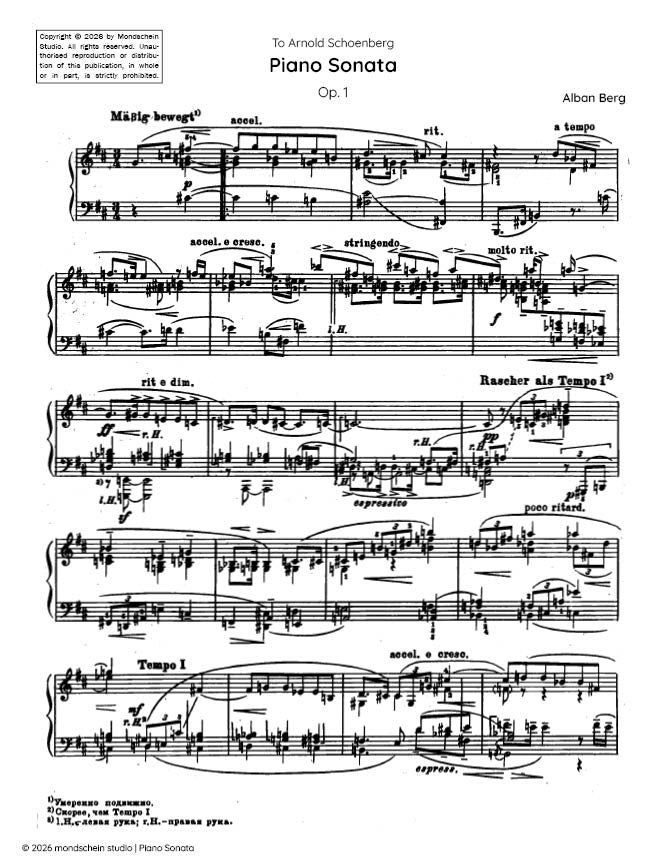 Berg - Piano Sonata, Op. 1 - Mondschein Studio - Piano (Digital Download)
