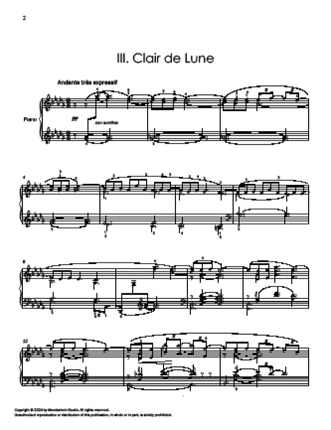 Debussy - Clair de lune from Suite Bergamasque - Mondschein Studio - Piano (Digital Download)