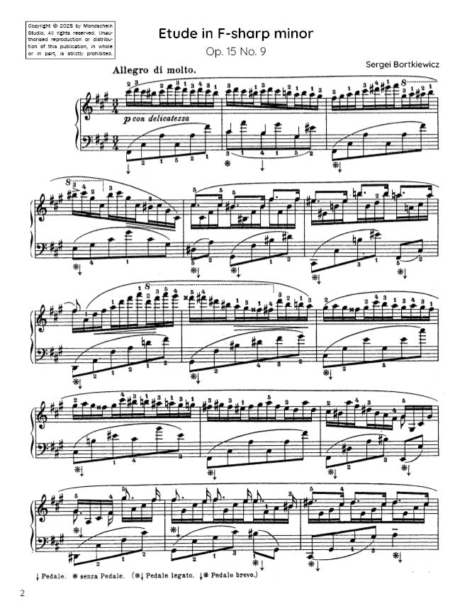 Bortkiewicz - Etude in F-sharp minor, Op. 15 No. 9 - Mondschein Studio - Piano (Digital Download)