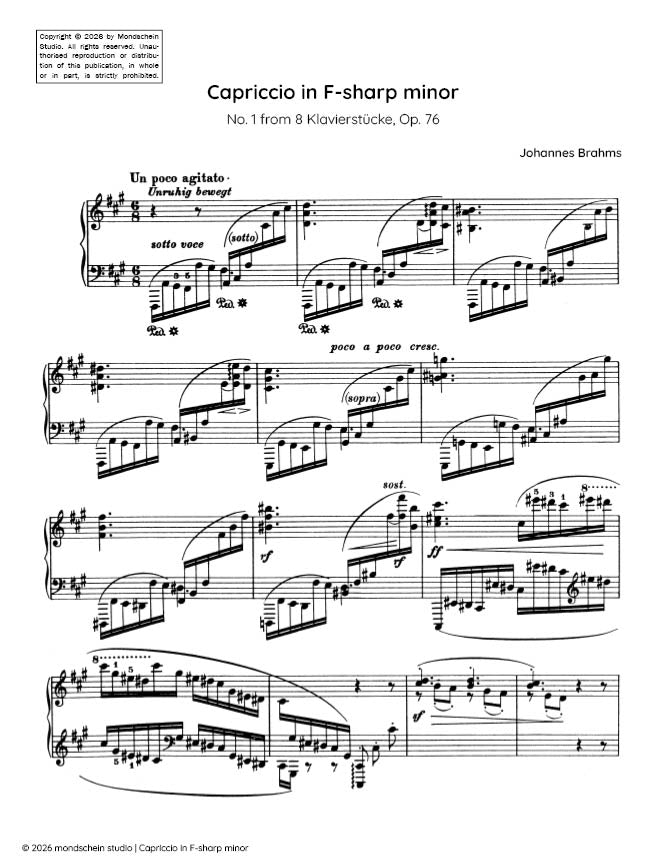 Brahms - Capriccio in F-sharp major, No. 1 from 8 Klavierstucke, Op. 76 - Mondschein Studio - Piano (Digital Download)
