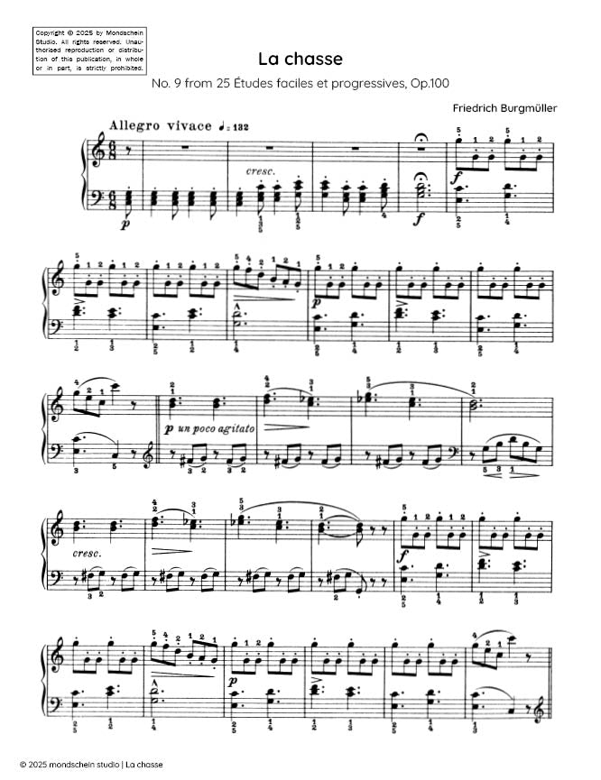 Burgmuller - La chasse, Op. 100, No. 9 - Mondschein Studio - Piano (Digital Download)