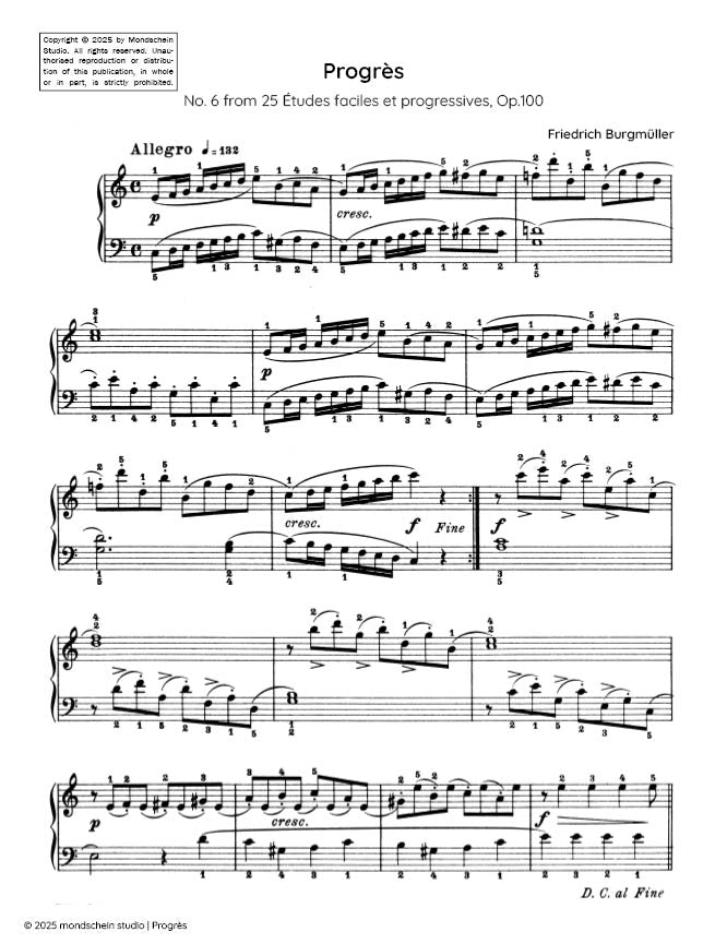 Burgmuller - Progres, Op. 100, No. 6 - Mondschein Studio - Piano (Digital Download)