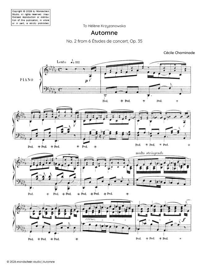 Chaminade - Automne, No. 2 from 6 Etudes de concert, Op. 35 - Mondschein Studio - Piano (Digital Download)