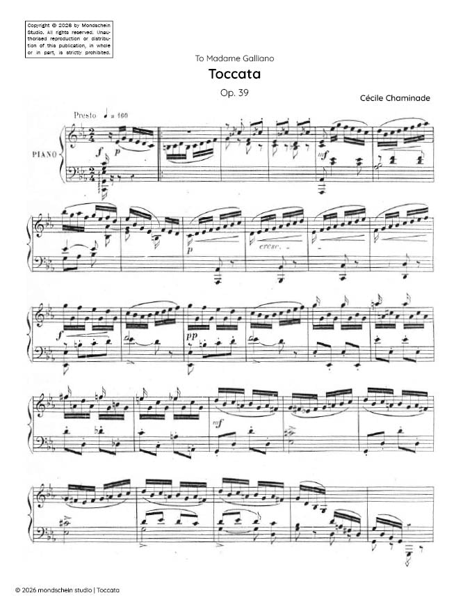 Chaminade - Toccata, Op. 39 - Mondschein Studio - Piano (Digital Download)
