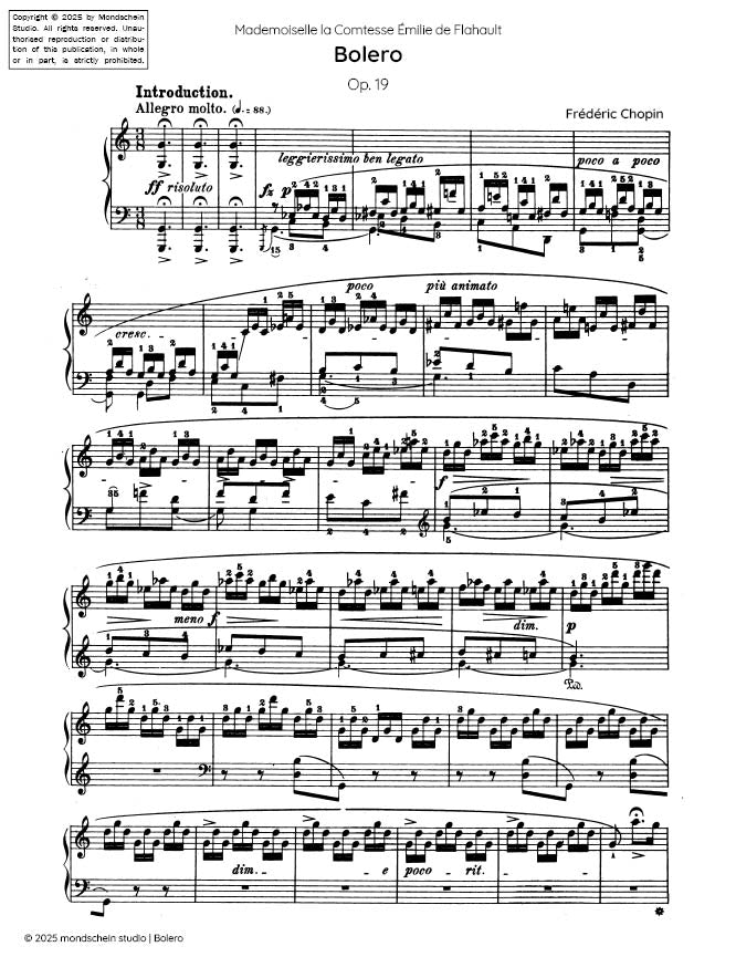 Chopin - Bolero, Op. 19 - Mondschein Studio - Piano (Digital Download)