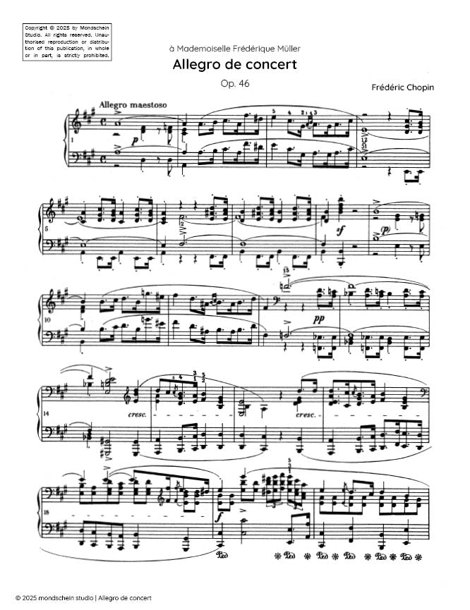 Chopin - Allegro de concert, Op. 46 - Mondschein Studio - Piano (Digital Download)