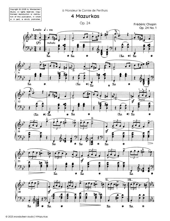 Chopin - 4 Mazurkas, Op. 24 - Mondschein Studio - Piano (Digital Download)