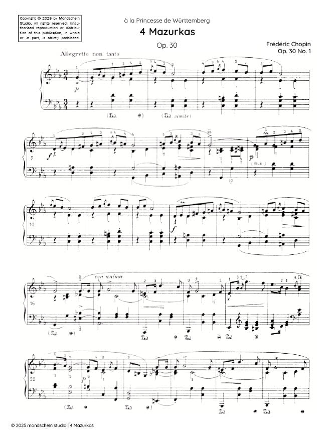 Chopin - 4 Mazurkas, Op. 30 - Mondschein Studio - Piano (Digital Download)