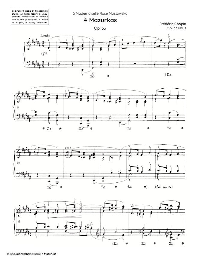 Chopin - 4 Mazurkas, Op. 33 - Mondschein Studio - Piano (Digital Download)