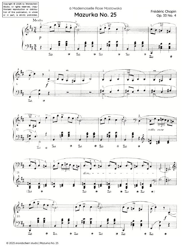 Chopin - Mazurka No. 25, Op. 33 No. 4 - Mondschein Studio - Piano (Digital Download)