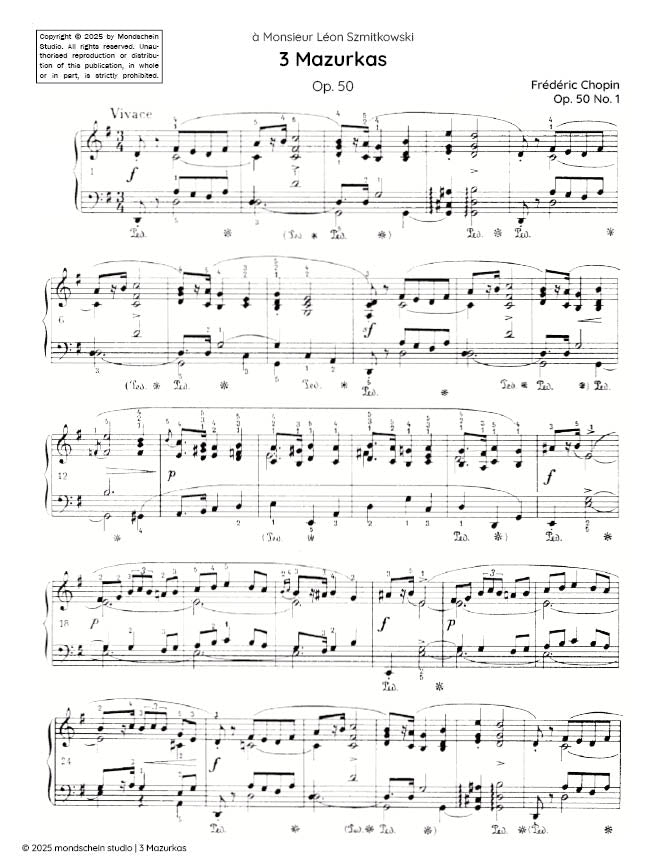 Chopin - 3 Mazurkas, Op. 50 - Mondschein Studio - Piano (Digital Download)