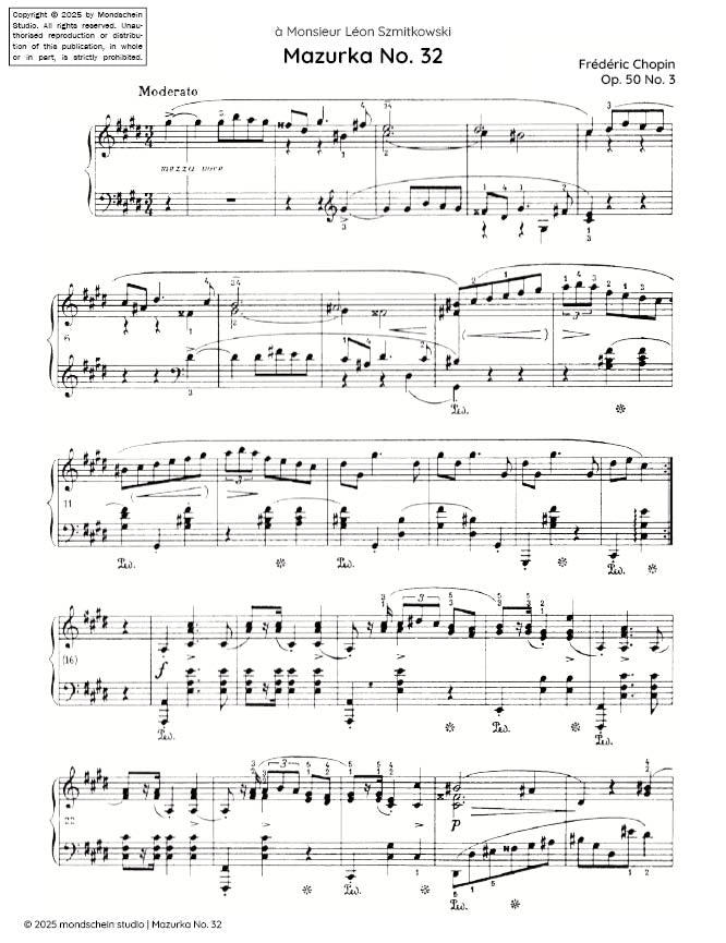 Chopin - Mazurka No. 32, Op. 50 No. 3 - Mondschein Studio - Piano (Digital Download)