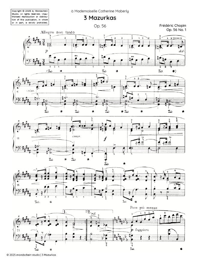 Chopin - 3 Mazurkas, Op. 56 - Mondschein Studio - Piano (Digital Download)