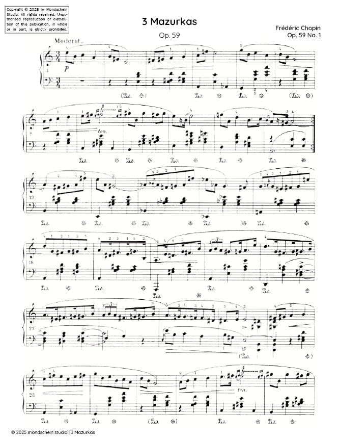 Chopin - 3 Mazurkas, Op. 59 - Mondschein Studio - Piano (Digital Download)