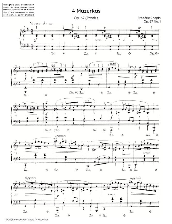 Chopin - 4 Mazurkas, Op. 67 - Mondschein Studio - Piano (Digital Download)