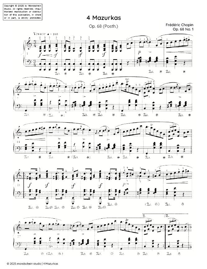 Chopin - 4 Mazurkas, Op. 68 - Mondschein Studio - Piano (Digital Download)