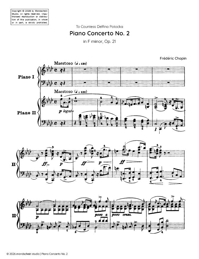 Chopin - Piano Concerto No. 2 in F minor, Op. 21 - Mondschein Studio - Piano (Digital Download)
