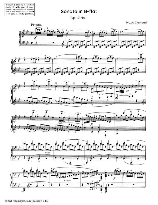 Clementi - Sonata in B-flat major, Op. 12 No. 1 - Piano (Digital Download)