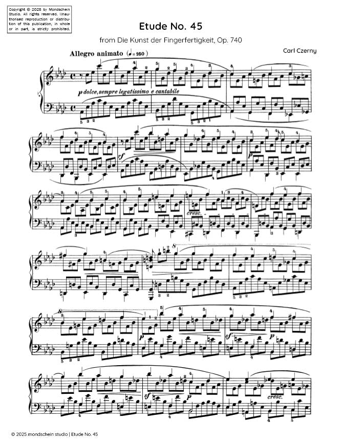 Czerny - Etude Op. 740, No. 45 - Mondschein Studio - Piano (Digital Download)