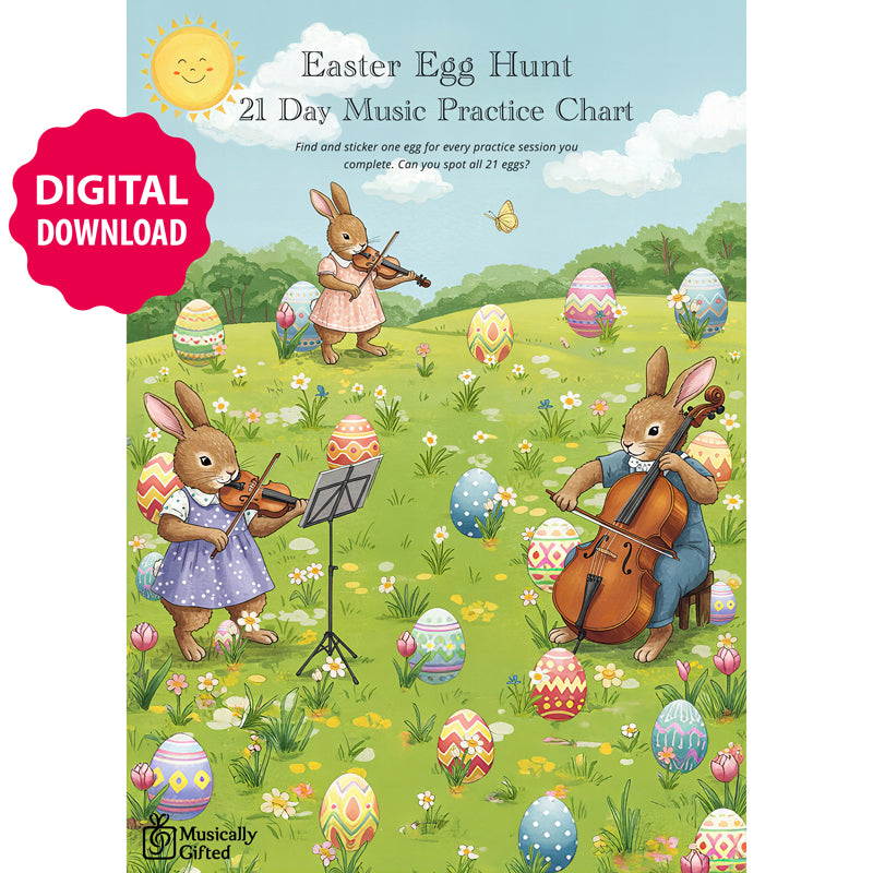 Easter Egg Hunt A4 Music Practice Chart by Musically Gifted (Digital Download)