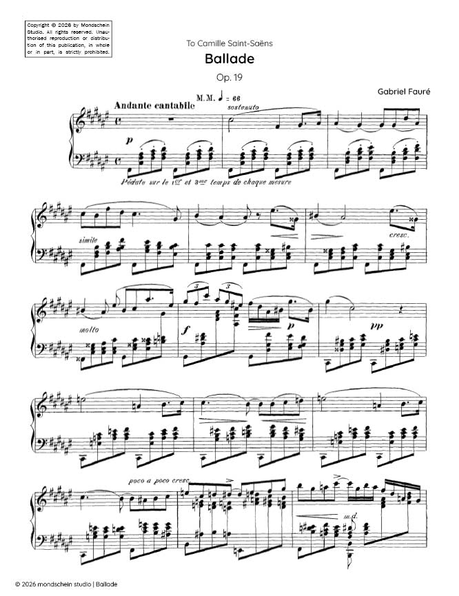 Faure - Ballade, Op. 19 - Mondschein Studio - Piano (Digital Download)