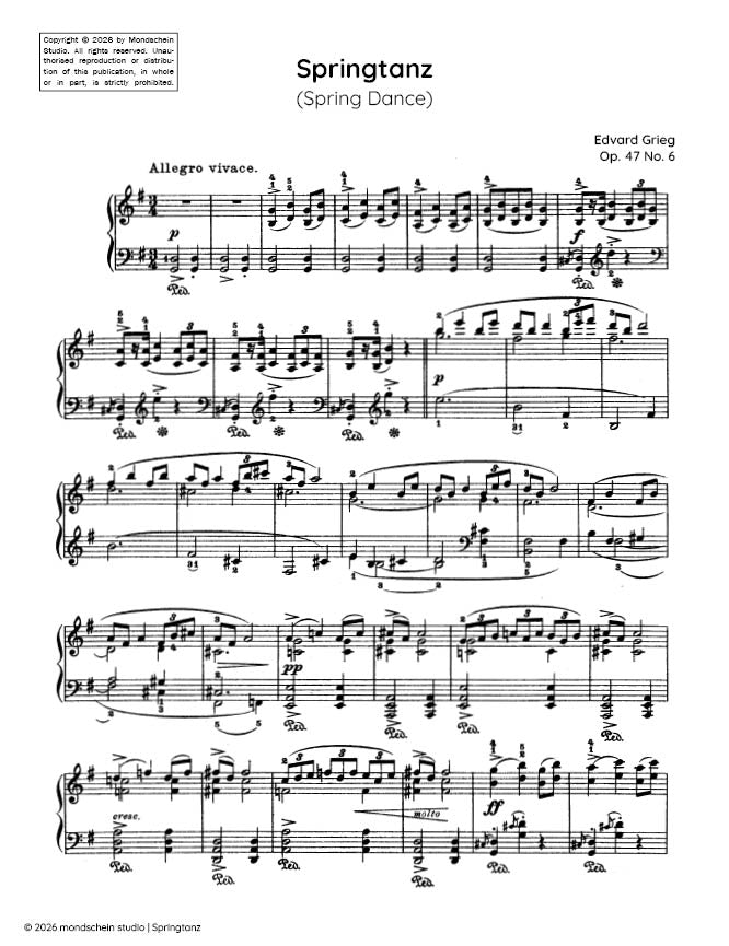 Grieg - Springtanz (Spring Dance), Op. 47 No. 6 - Piano (Digital Download)