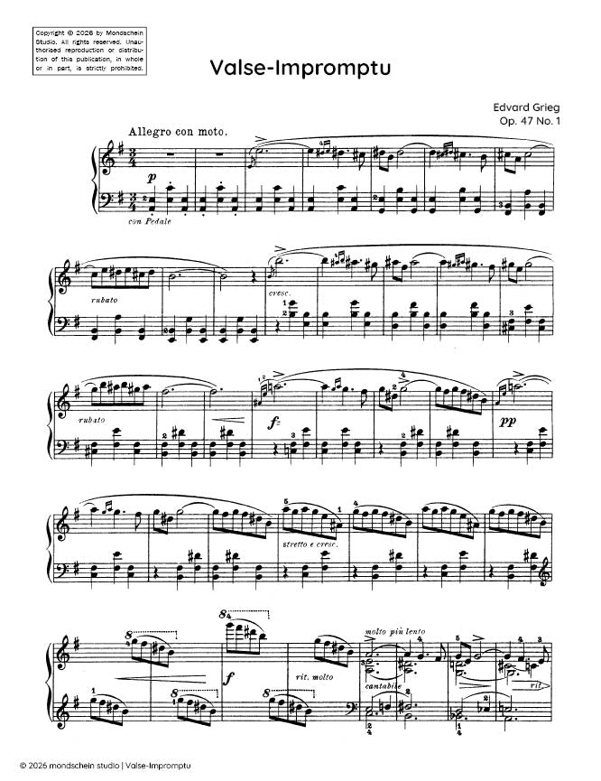 Grieg - Valse-Impromptu, Op. 47 No. 1 - Piano (Digital Download)